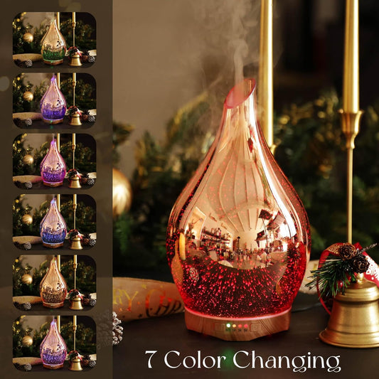 3D Glass Aromatherapy Diffuser | 280ml Ultrasonic Cool Mist Humidifier with Color-Changing Light & Auto Shut-Off