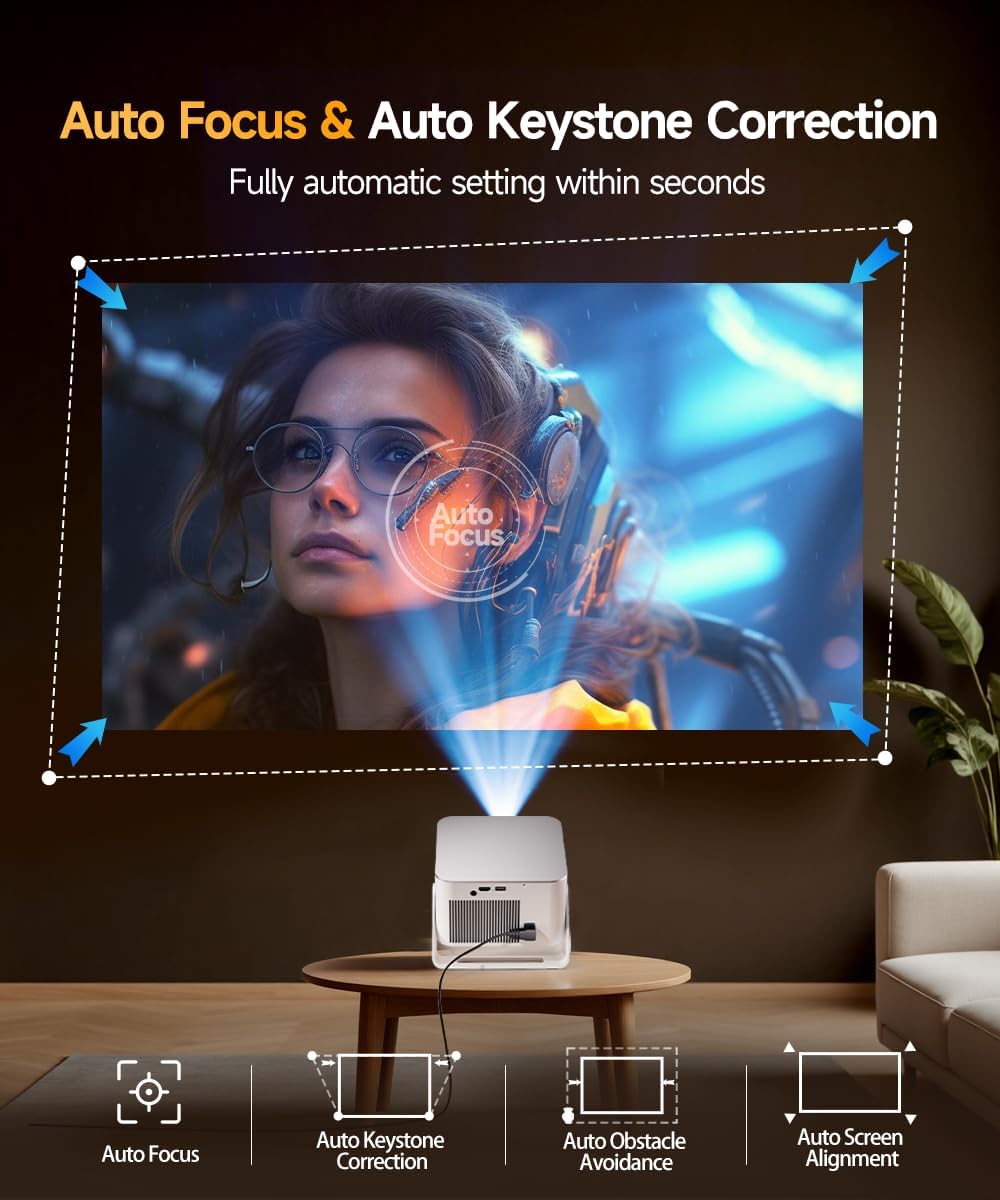 HY350 Max Smart Projector with 600 ANSI | Native 1080P, 4K/8K Support, Auto Focus, WiFi 6 & Bluetooth 5.4