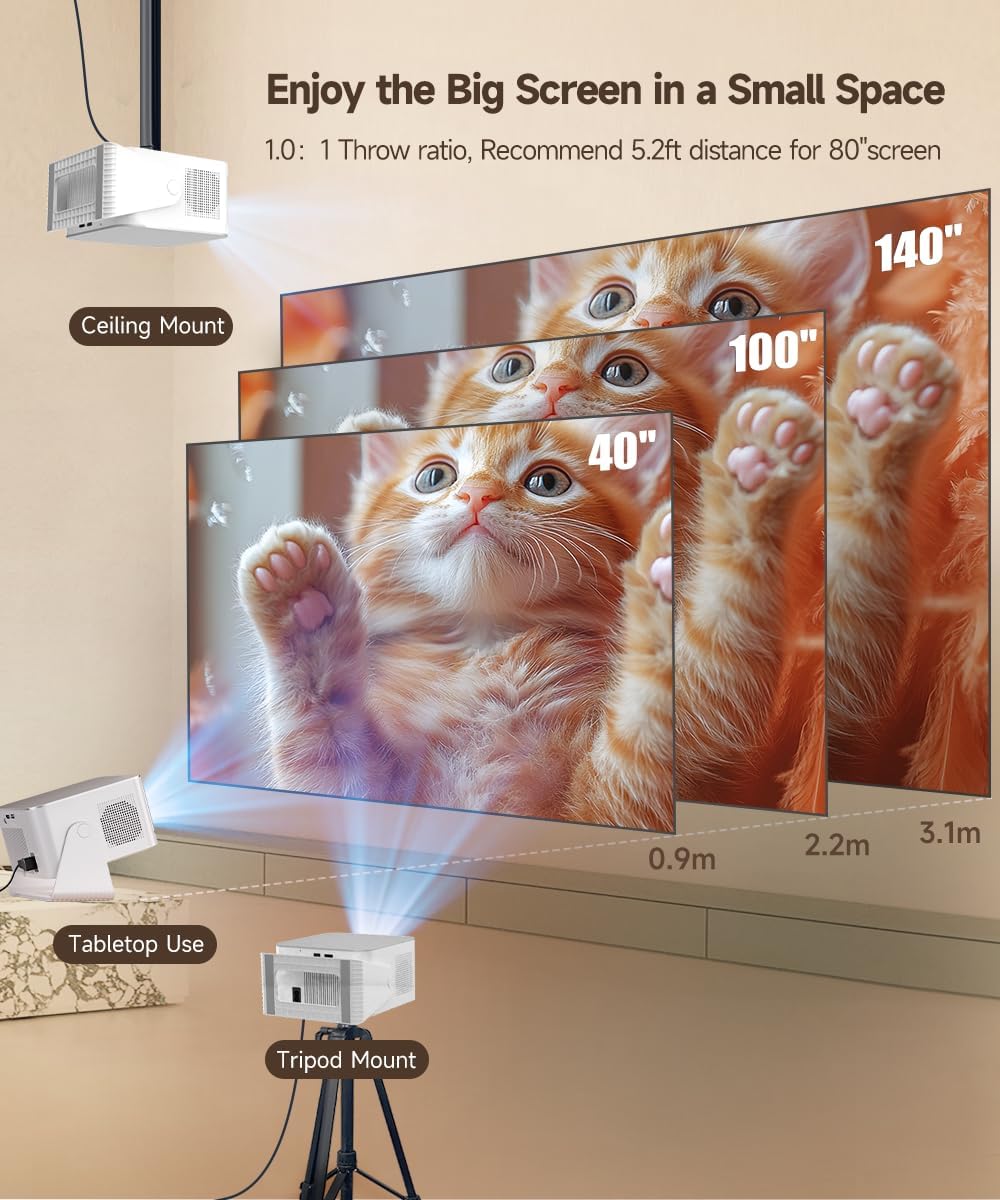 HY350 Max Smart Projector with 600 ANSI | Native 1080P, 4K/8K Support, Auto Focus, WiFi 6 & Bluetooth 5.4