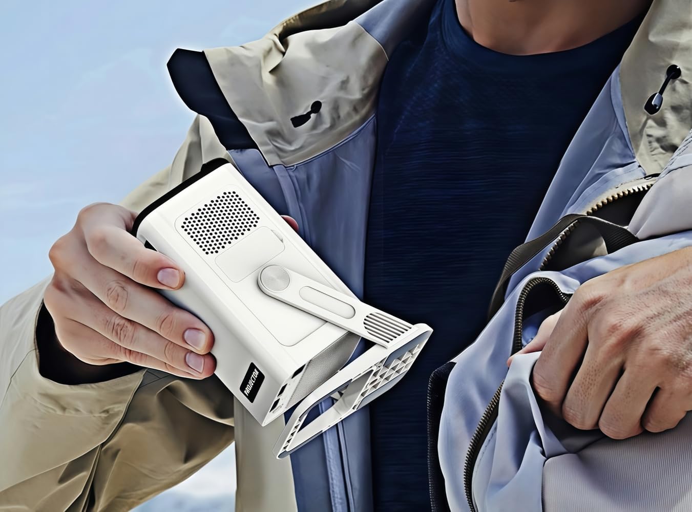 Mini Projector with WiFi 6 and Bluetooth 5.4 Built-in Apps for Bedroom Portable Projector Android 14 Smart Auto Keystone 1080P 4K Support Compatible with iOS/HDMI/TV Stick VisualCube 300 White
