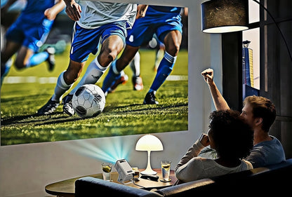Mini Projector with WiFi 6 and Bluetooth 5.4 Built-in Apps for Bedroom Portable Projector Android 14 Smart Auto Keystone 1080P 4K Support Compatible with iOS/HDMI/TV Stick VisualCube 300 White