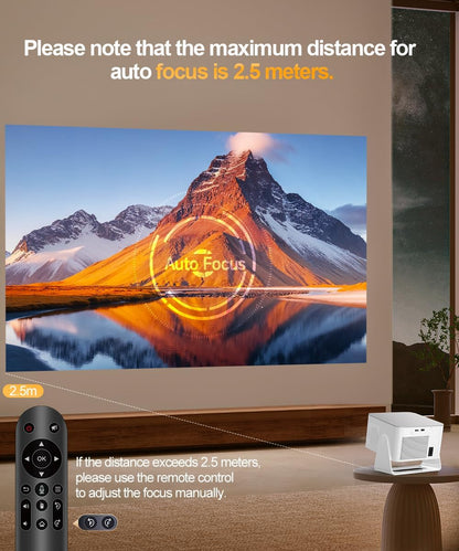 HY350 Max Smart Projector with 600 ANSI | Native 1080P, 4K/8K Support, Auto Focus, WiFi 6 & Bluetooth 5.4
