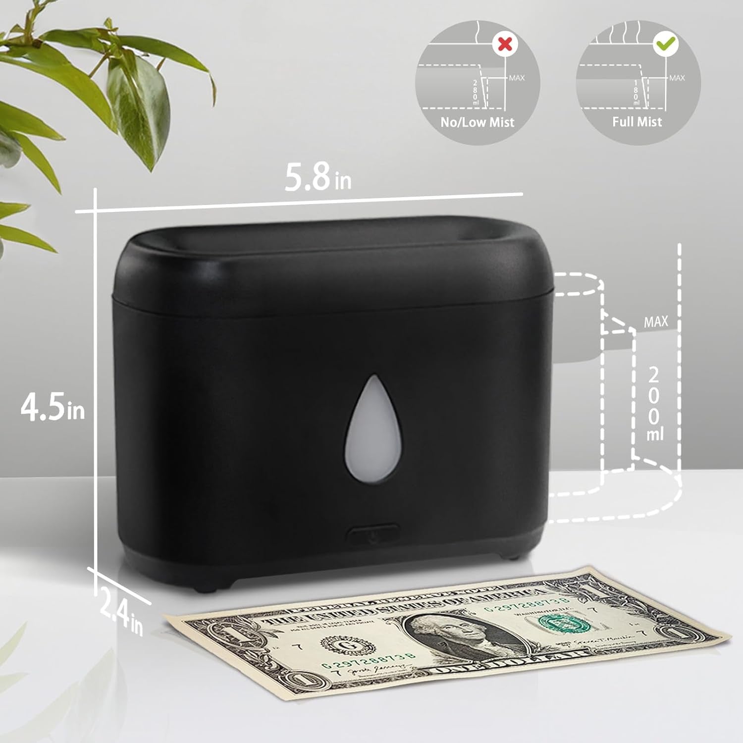 Flame Effect Aromatherapy Diffuser | 200ml Ultrasonic Cool Mist Humidifier with Auto Shut-Off