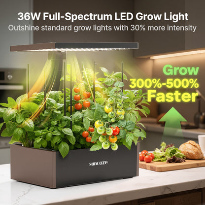 Hydroponics Growing System Kit, 20 Pod Indoor Herb Garden with 10L Water Tank and LED Grow Light, Black