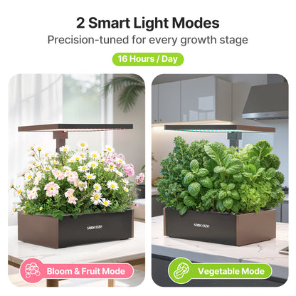 Hydroponics Growing System Kit, 20 Pod Indoor Herb Garden with 10L Water Tank and LED Grow Light, Black