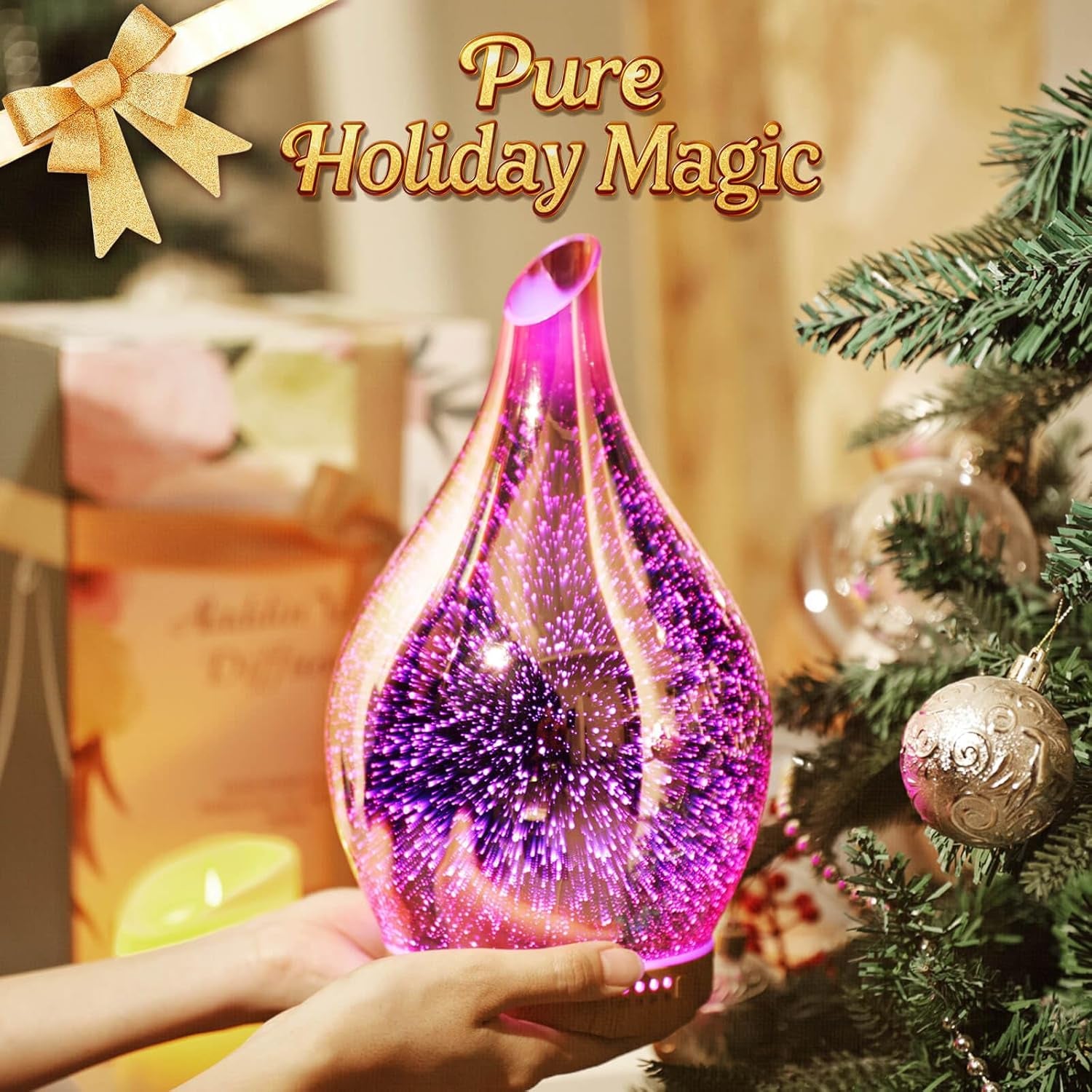 3D Glass Aromatherapy Diffuser | 280ml Ultrasonic Cool Mist Humidifier with Color-Changing Light & Auto Shut-Off