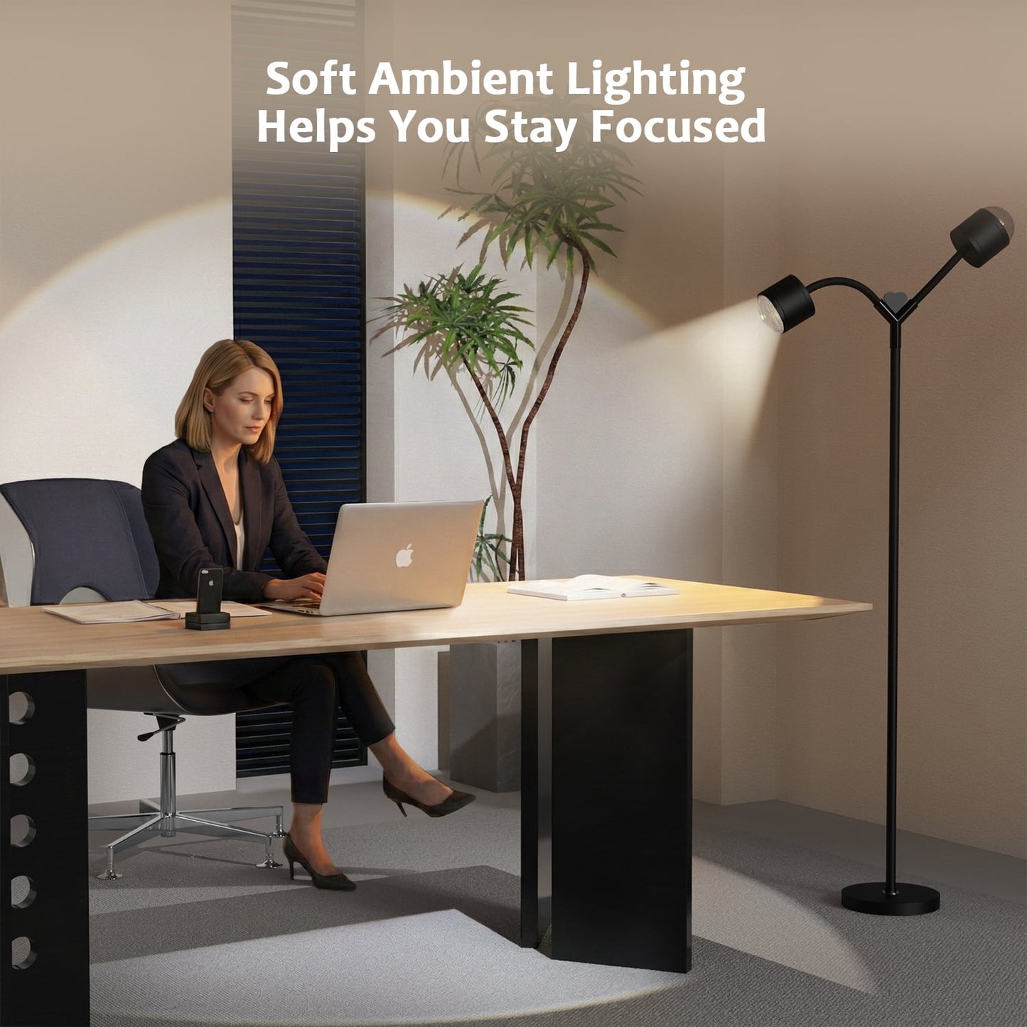 Elevate Your Space with Dual Sunset Lighting | Double-Head 360° Rotating Floor Lamp with 7 Color Modes