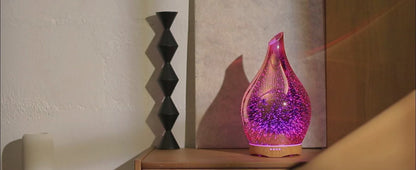 3D Glass Aromatherapy Diffuser | 280ml Ultrasonic Cool Mist Humidifier with Color-Changing Light & Auto Shut-Off